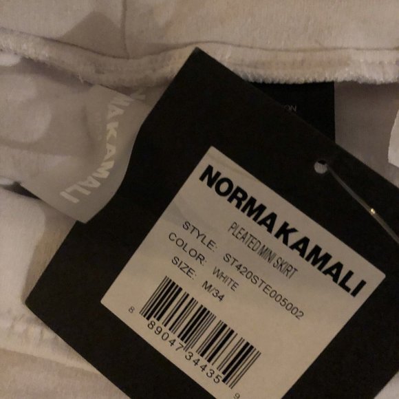 Norma Kamali Pleated Mini Skirt White Terry Pull On - Picture 6 of 9